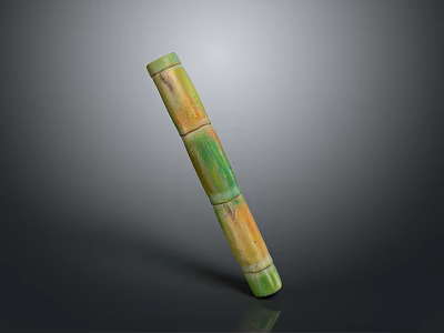 Natural Bamboo Plant Stalk with Green Yellow Stripes and Vertical Form 3d model