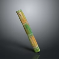 Natural Bamboo Plant Stalk with Green Yellow Stripes and Vertical Form