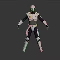 Futuristic Armored Soldier With White Black Armor And Red Accent Details