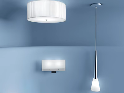Modern White Lighting Combination With Ceiling Wall And Pendant Lamps 3d model
