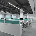 Public open office area large office desks and chairs 3d model