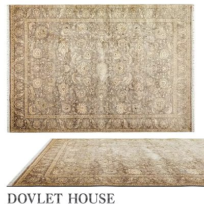 Square Area Rug With Traditional Intricate Floral Patterns And Neutral Beige Tones 3d model