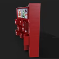 Red Christmas Advent Calendar with Decorative Drawers and Festive Holiday Elements