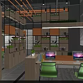 Modern Public Office Space With Open Layout Green Plants Workstations And Bright Lighting 3d model