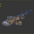 Realistic 3D Shark Model With Textured Brown Skin And Detailed Marine Animal Features
