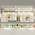 Modern Elegant Clothing Store Interior With Glass Display Windows Mannequins And Plants