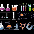 Chemistry Lab Science Equipment Themed Hanging Decor With Flask Test Tube Magnet And Molecular Structure