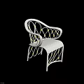Elegant Woven Dining Chair With White Frame Gold Accents And Armrests Design