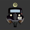 Vintage Purple Ambulance with Red Stripes and Yellow Roof Horn Classic Design