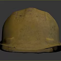 Worn Yellow Construction Hard Hat With Scratches And Surface Reflection 3d model