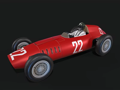 Vintage Red Race Car With Open Cockpit And Number 22 On Body 3d model