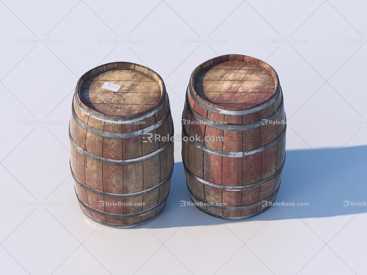 Wooden Barrel Water Barrel Old Wooden Barrel Water Barrel model