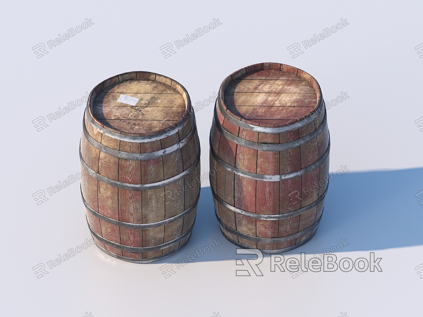 Wooden Barrel Water Barrel Old Wooden Barrel Water Barrel model