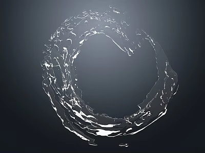 Stunning Water Fountain With Ring Shaped Water Splash Against Black Background 3d model