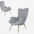 Modern Gray Fabric Lounge Chair With Wooden Legs And Comfortable Design