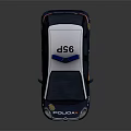 Policia Patrol Car With Blue Emergency Lights Citroen Logo And Colored Stripes