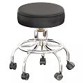 Adjustable Swivel Black Padded Stool With Metal Base And Rolling Casters