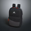 Practical Black Backpack With Gray Accents Red Zippers And White Logo For Daily Use