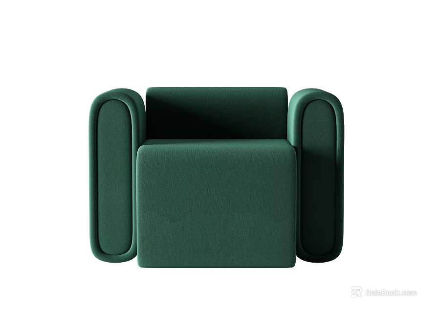 Green Single Sofa Featuring Modern Upholstered Design And Comfortable Stylish Armrests 3d model