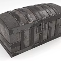 Vintage Distressed Storage Chest With Metal Strips And Arched Lid