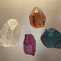 Natural Raw Colorful Crystals With Transparent Orange Purple And Blue Hues