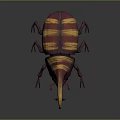 Artistic Beetle Sculpture Carving With Purple Yellow Striped Design And Detailed Horns Legs