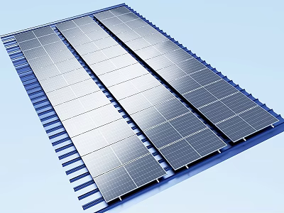 Solar Panels Installed On Roof With Rows Of Photovoltaic Modules 3d model