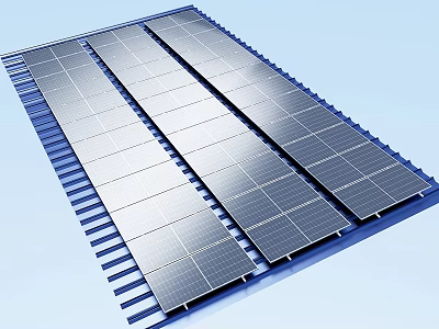 Modern color steel tile photovoltaic panel photovoltaic panel solar panel color steel tile 3d model