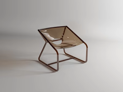 Modern Brown Leisure Chair With Transparent Seat And Metal Frame Design 3d model