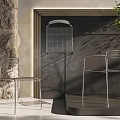 Sleek Metal Frame Leisure Chairs By Stone Wall With Plant And Shadows