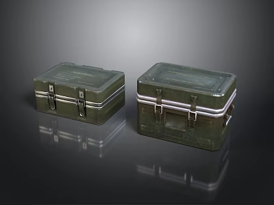 Two Green Metal Storage Boxes With Transparent Lids And Secure Latches 3d model