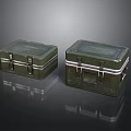 Two Green Metal Storage Boxes With Transparent Lids And Secure Latches