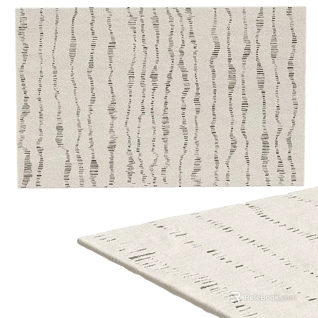 Modern Square Rug With Woven Vertical Striped Patterns For Living Room Decor 3d model