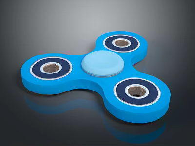 Blue Fidget Spinner With Three Blades And Central Bearing Design 3d model