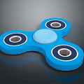 Blue Fidget Spinner With Three Blades And Central Bearing Design