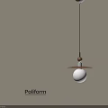 Poliform Pendant Light With Wooden Top And White Spherical Shade Hanging Design 3d model