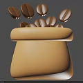 Coffee Beans Spilling From Brown Canvas Bag For Daily Household Use