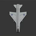 Silver Gray Military Fighter Jet With Wing Badges And Weapon Payloads On