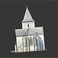 Detailed Miniature Stone Church Model With Spire Tower Arched Windows And Design