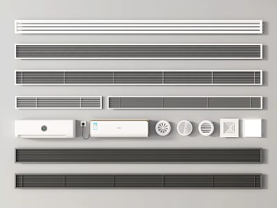 Modern Indoor Air Conditioners And Fans With Various Grilles And Wall Mounted Designs 3d model