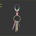 Silver Metal Keychain With Circular Top Connector And Hanging Strips