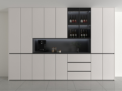 Simple Black and White Grey Sideboard Italian Style Light Luxury Wine Cabinet Integrated Wall Home Tea Cabinet Simple Living Room Storage Cabinet model