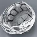 White Football Helmet Featuring Black Stripe And Cartoon Grinning Face Design
