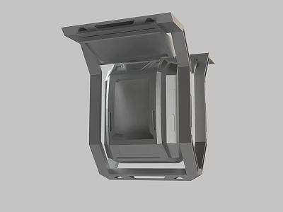 Gray Metal Equipment Housing With Angular Structure And Support Brackets 3d model