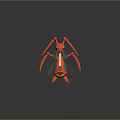 Red Fantasy Creature Character 3D Model With Insect Like Body Red Color And Yellow Stripes