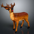 Brown Deer With Large Antlers Standing In Full Body Natural View