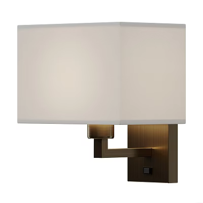 Modern Wall Sconce with White Fabric Shade and Brushed Brass Metal Frame 3d model