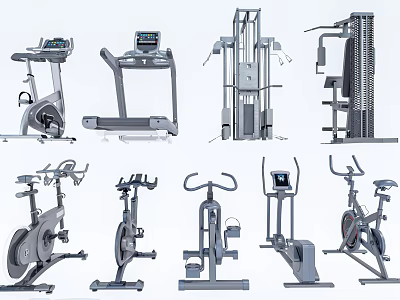 Fitness Sports Equipment Including Treadmills Exercise Bikes Elliptical and Strength Machines 3d model