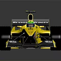 Yellow Singapore Formula Race Car With Aerodynamic Body And Sponsor Logos