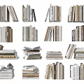 Various Stacked Books And Magazines Collection With Different Sizes And Arrangements